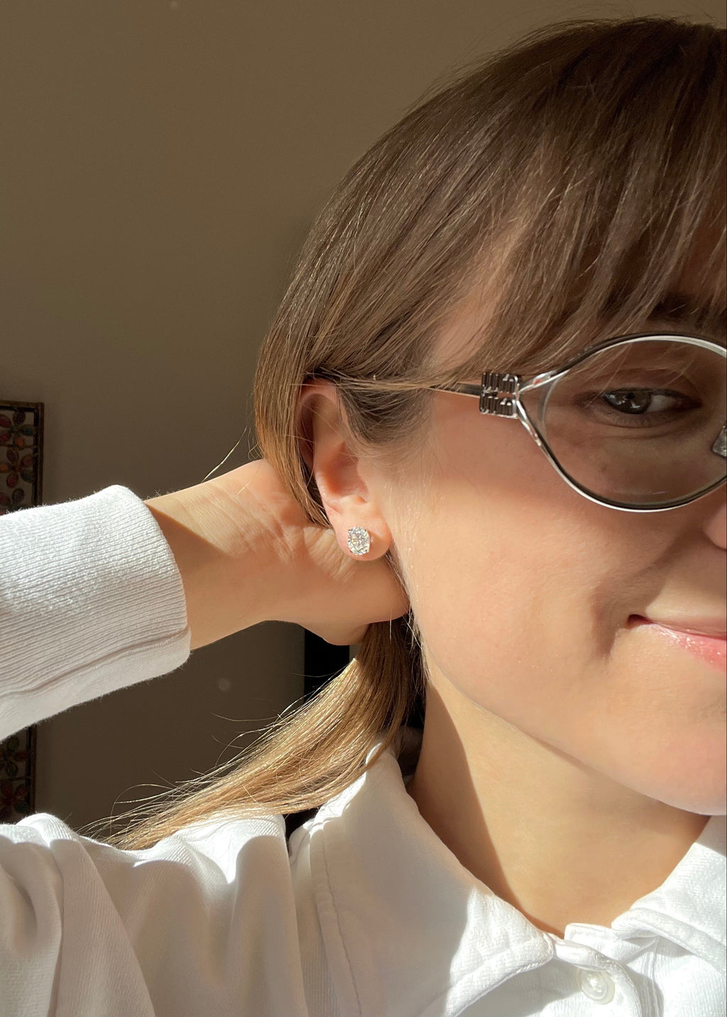 Magnificent Oval Earrings. Oval Cut Moissanites + Rhodium-plated Sterling Silver 925