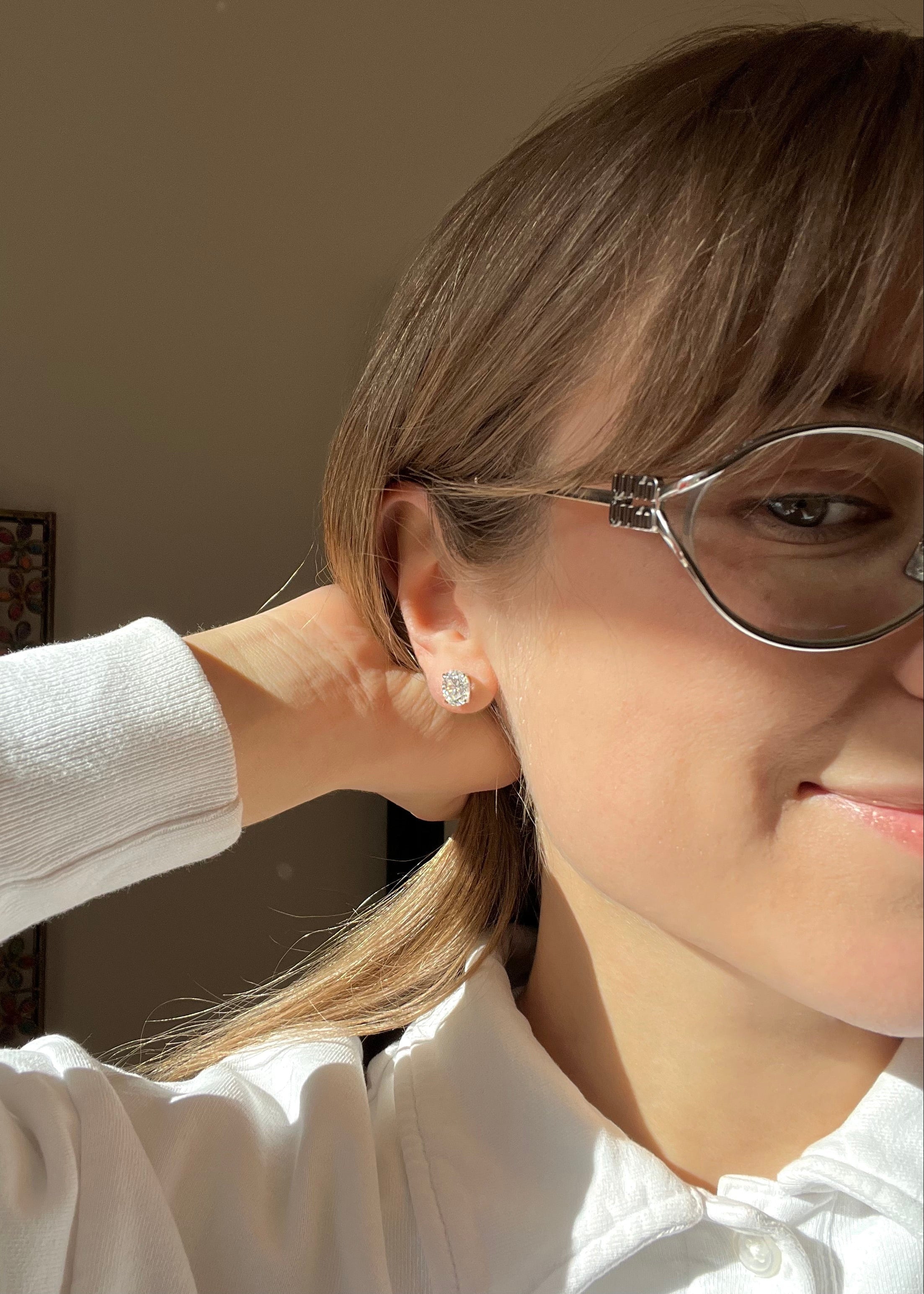 Magnificent Oval Earrings. Oval Cut Moissanites + Rhodium-plated Sterling Silver 925