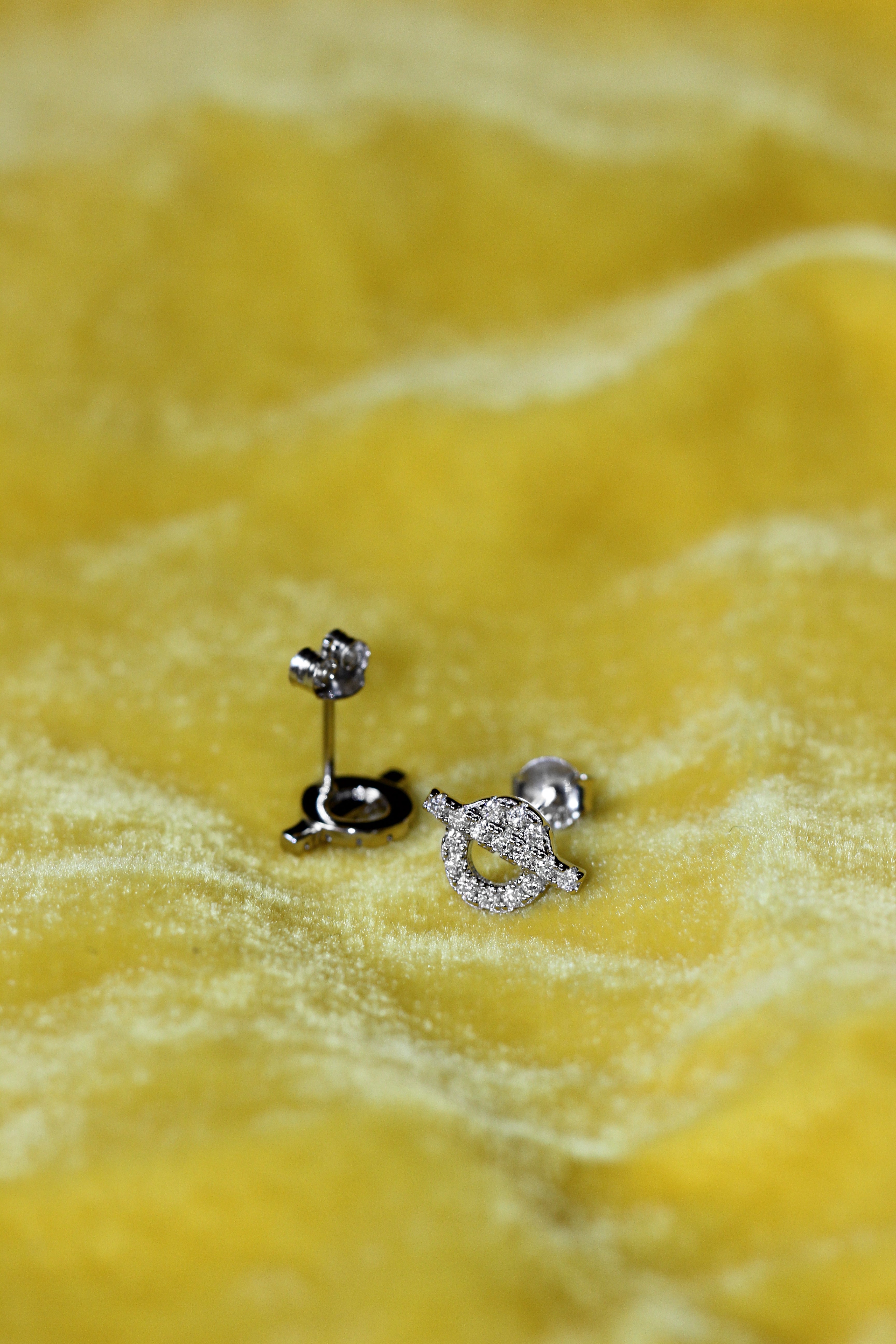 Dainty Stud Earrings: Moissanites + Rhodium-plated Sterling Silver 925