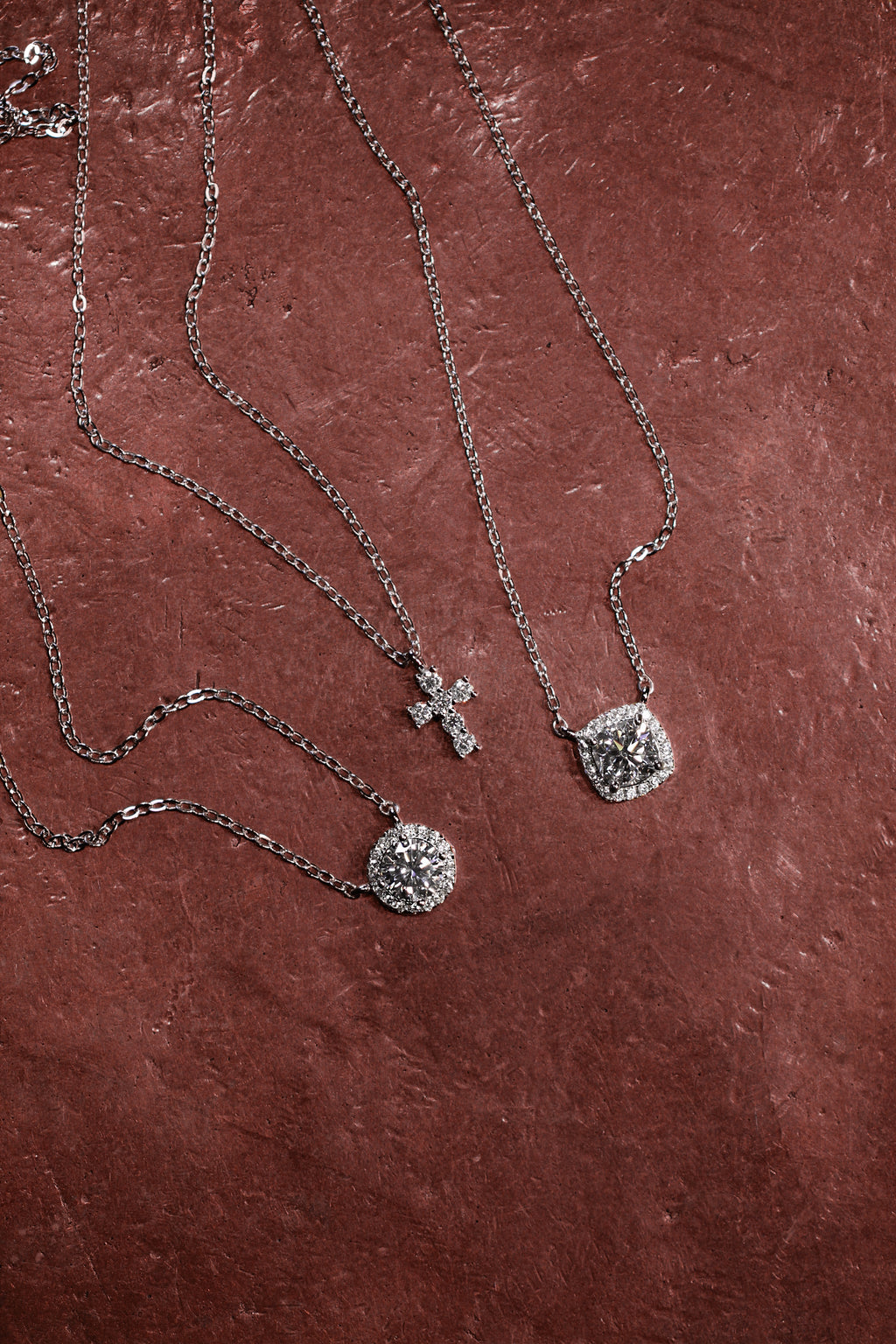 Moissanite Cross Pendant: Rhodium Plated Sterling Silver 925 Necklace.