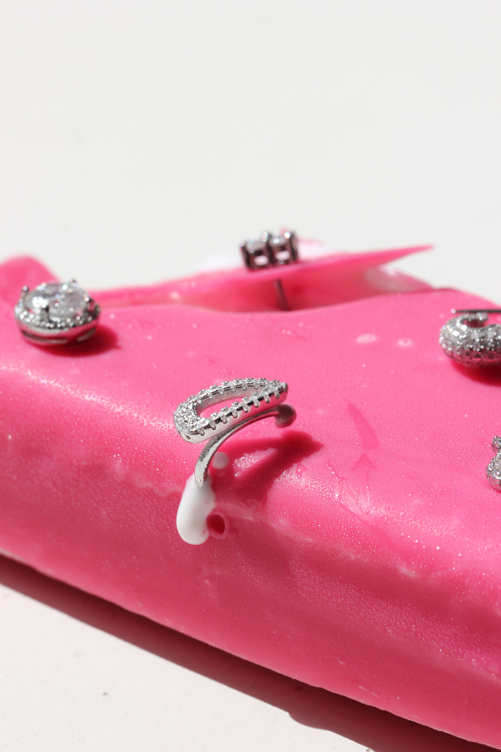 Hair Clip Ear Cuff. Rhodium-plated Sterling Silver 925 + High Carbon Diamonds. No Piercing Needed