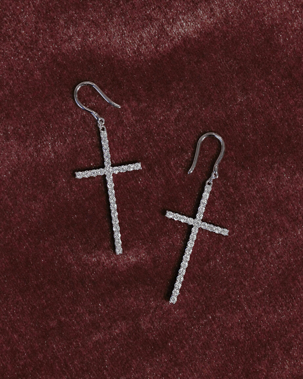 Moissanite Cross Earrings: Sterling Silver Dangle Earrings
