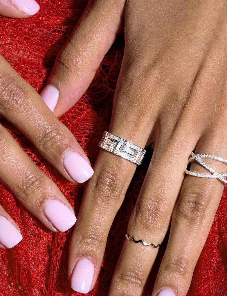 Antique Pattern Sterling Silver Ring: High Carbon Diamond Wide Band