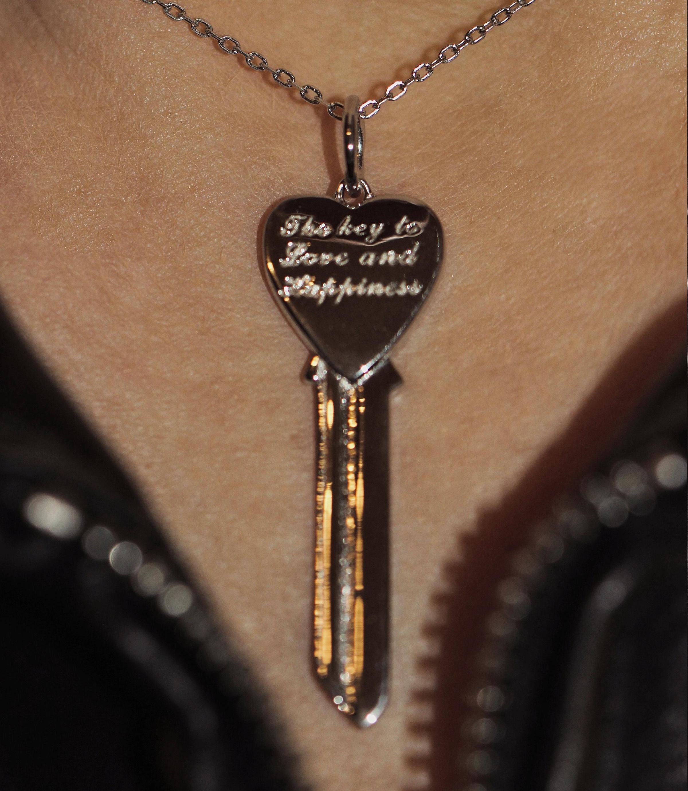 Sterling Silver Key Pendant Necklace: Spiritual Jewelry, Adjustable Chain.