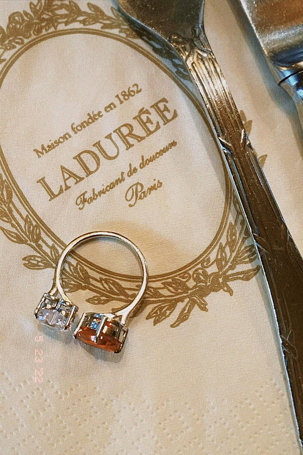 Heart & Pear Cut Ring. Resizable. Rhodium-plated Sterling Silver 925 + High Carbon Diamonds.