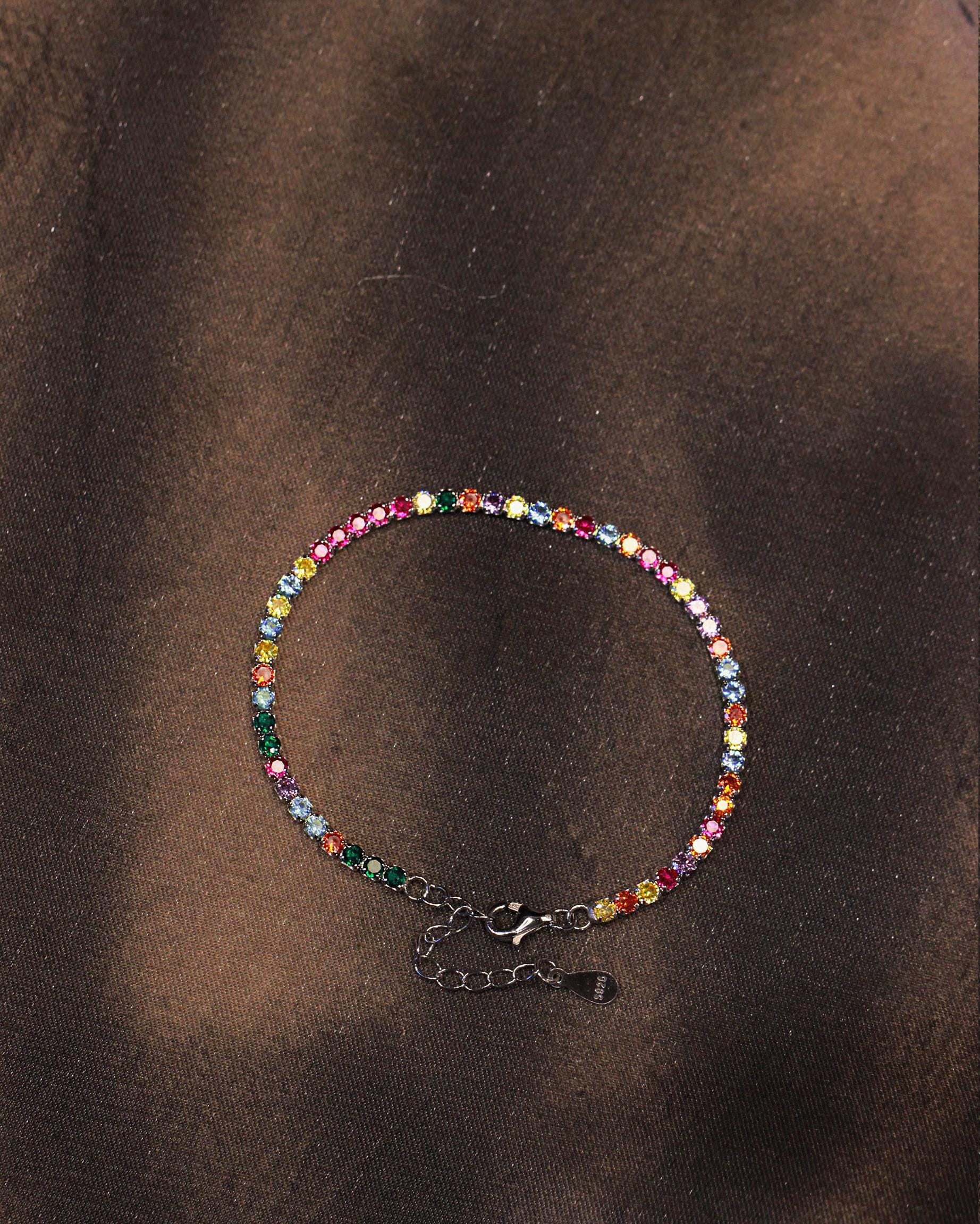 Vibrant Tennis Bracelet.  Rhodium Plated 925 Silver + High Carbon Diamonds.