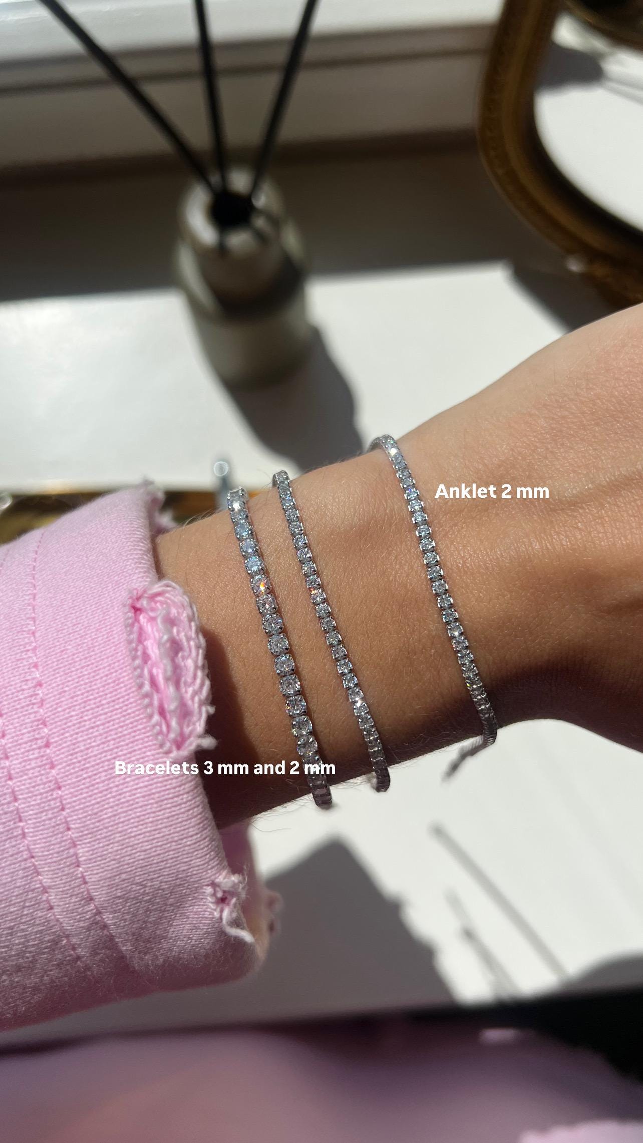Dainty Sterling Silver 925 Tennis Bracelet: High Carbon Diamonds.