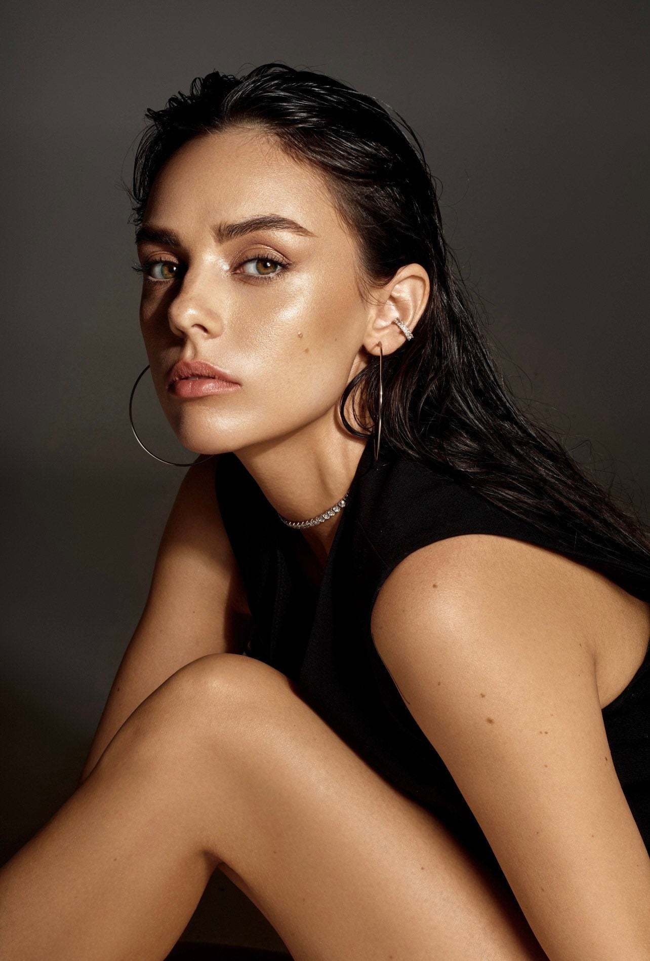 AQ Ear Cuff. Rhodium-plated Sterling Silver 925 + High Carbon Diamonds. No Piercing Needed.