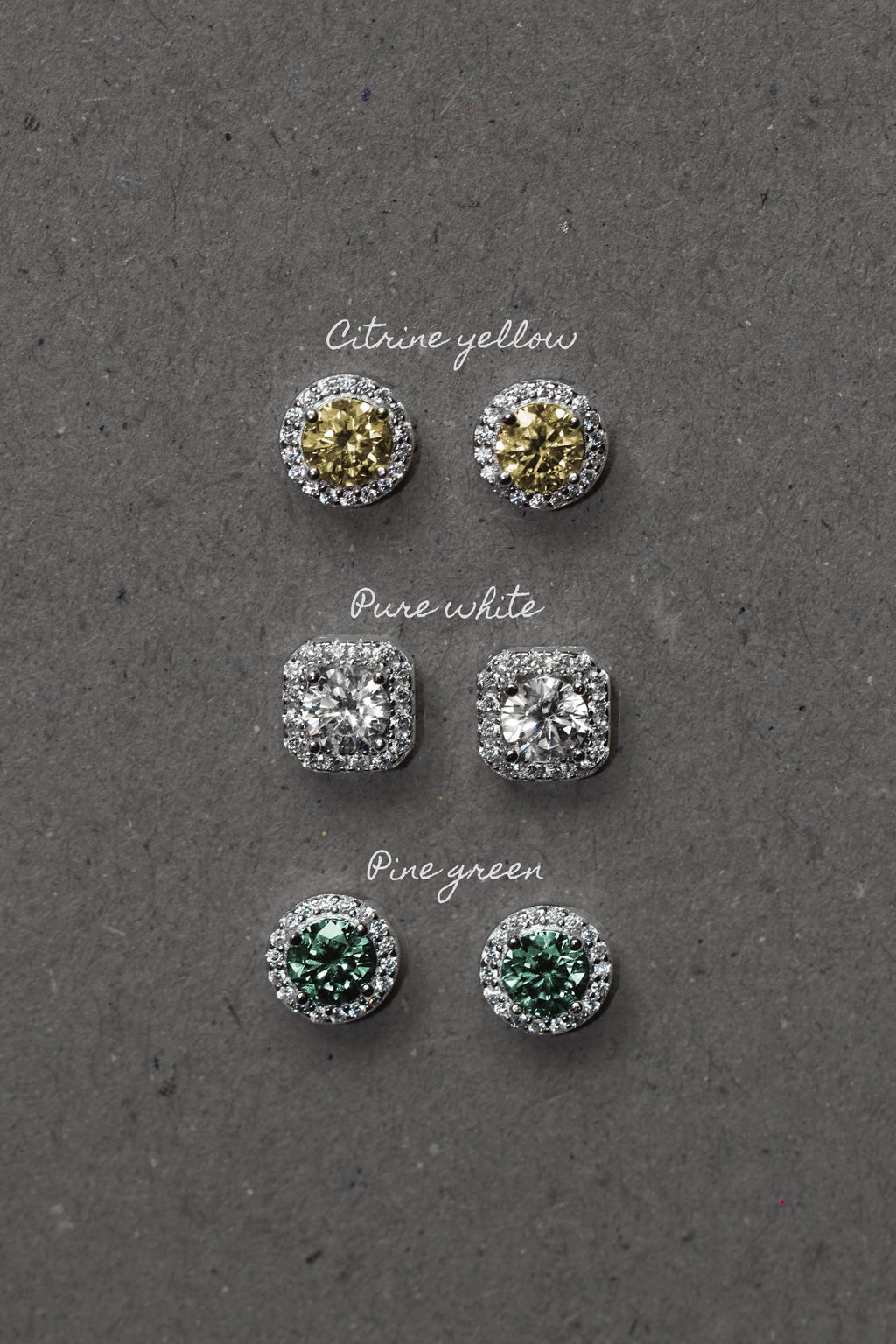 Mild Square Earrings. Rhodium-plated Sterling Silver 925 + High Carbon Diamonds. Diamond Cut, 8mm x 8mm. Hypoallergenic.