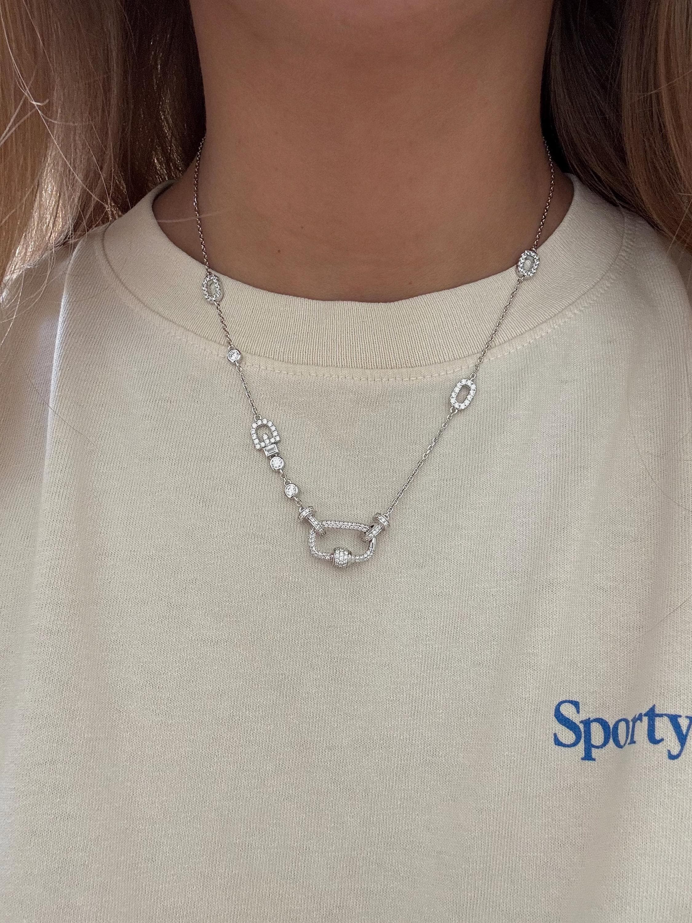 Urban Elegance Necklace. Rhodium Plated 925 Sterling Silver + High Carbon Diamond