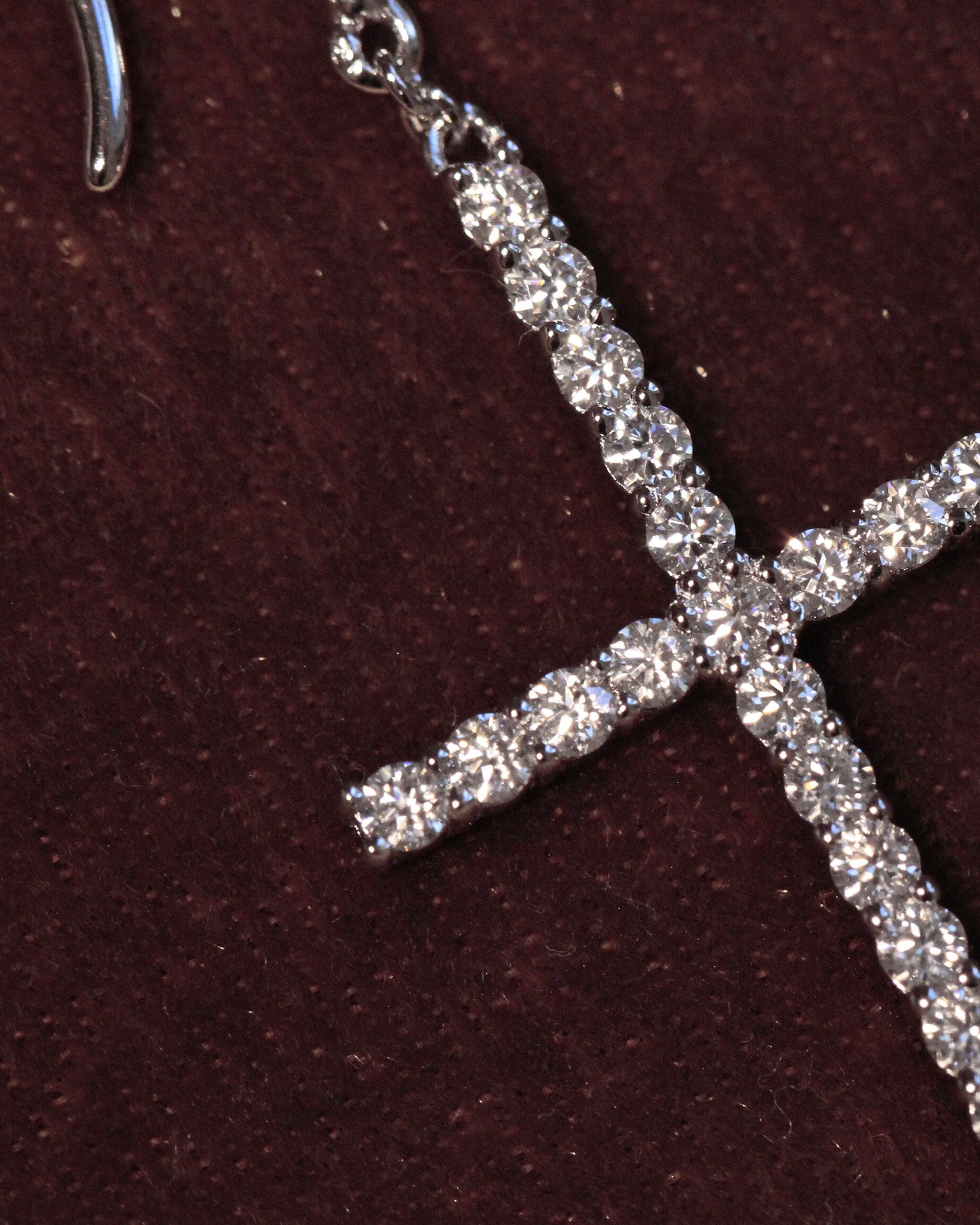 Moissanite Cross Earrings: Sterling Silver Dangle Earrings