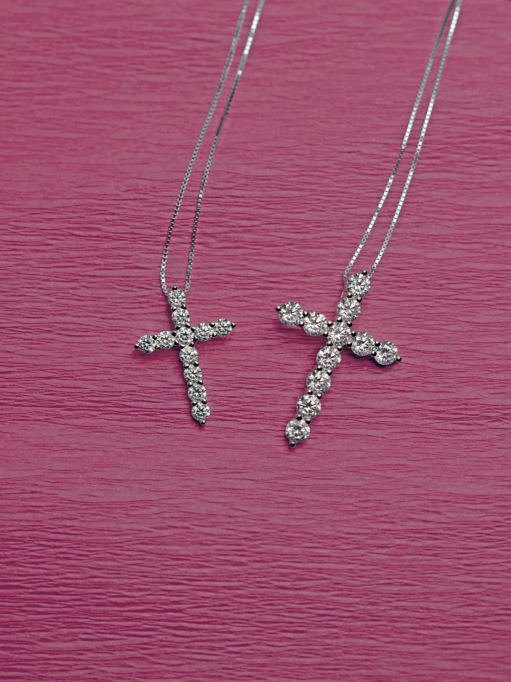 Moissanite Cross Pendant. Rhodium-plated Sterling Silver 925 neckace.