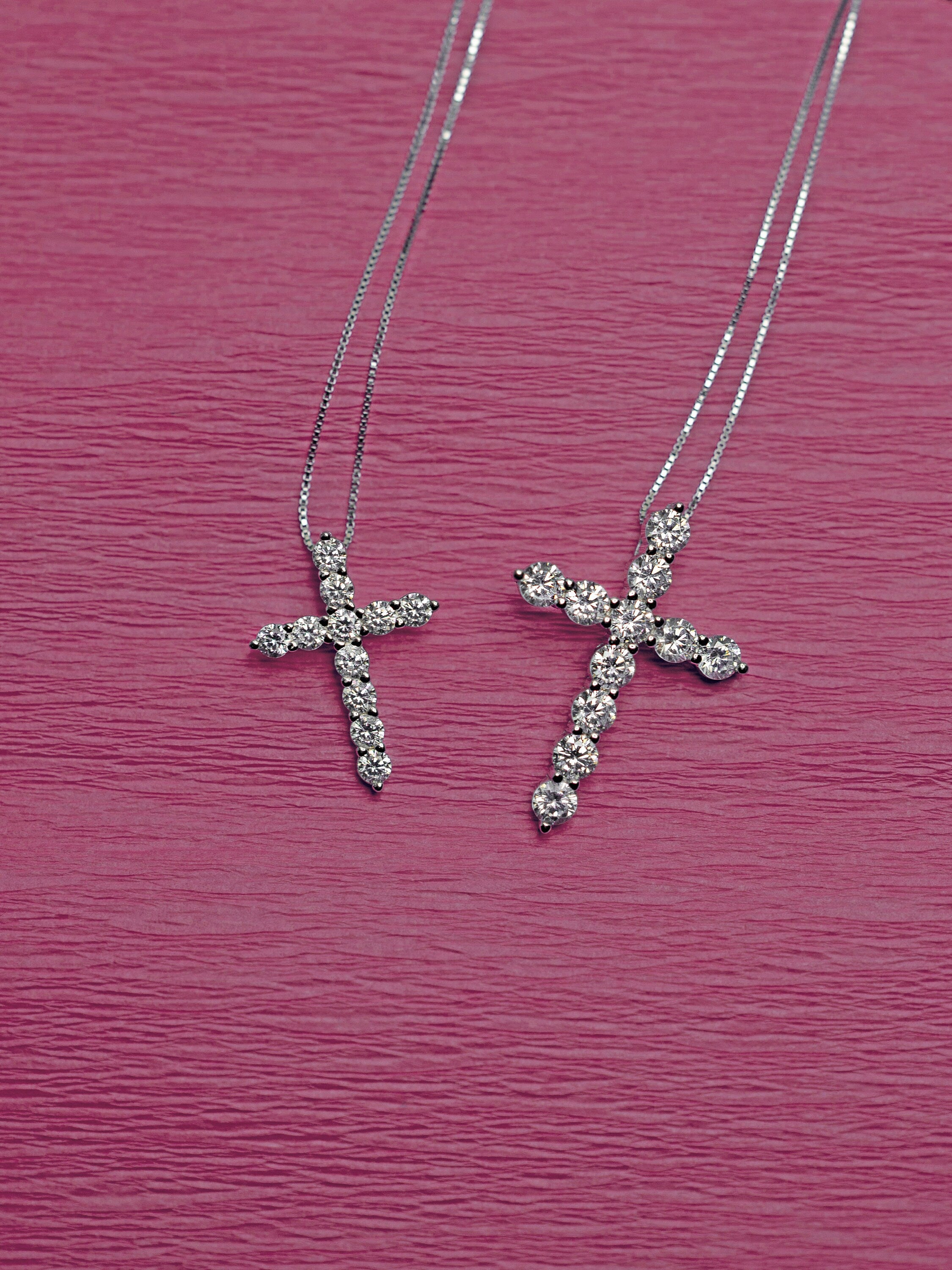 Moissanite Cross Pendant. Rhodium-plated Sterling Silver 925 neckace.