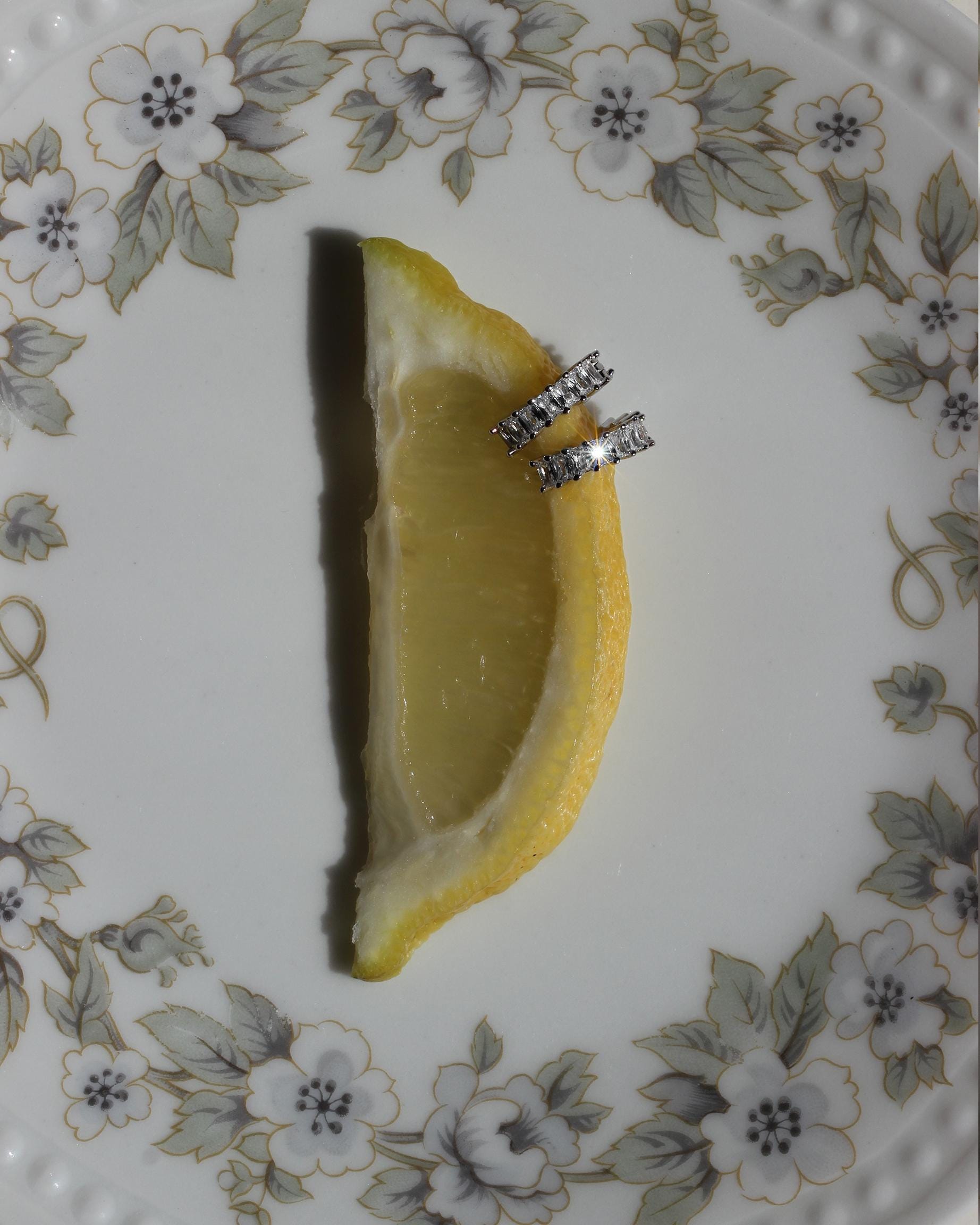Mini Hoop Earrings: Rhodium-plated Sterling Silver 925 + High Carbon Diamonds