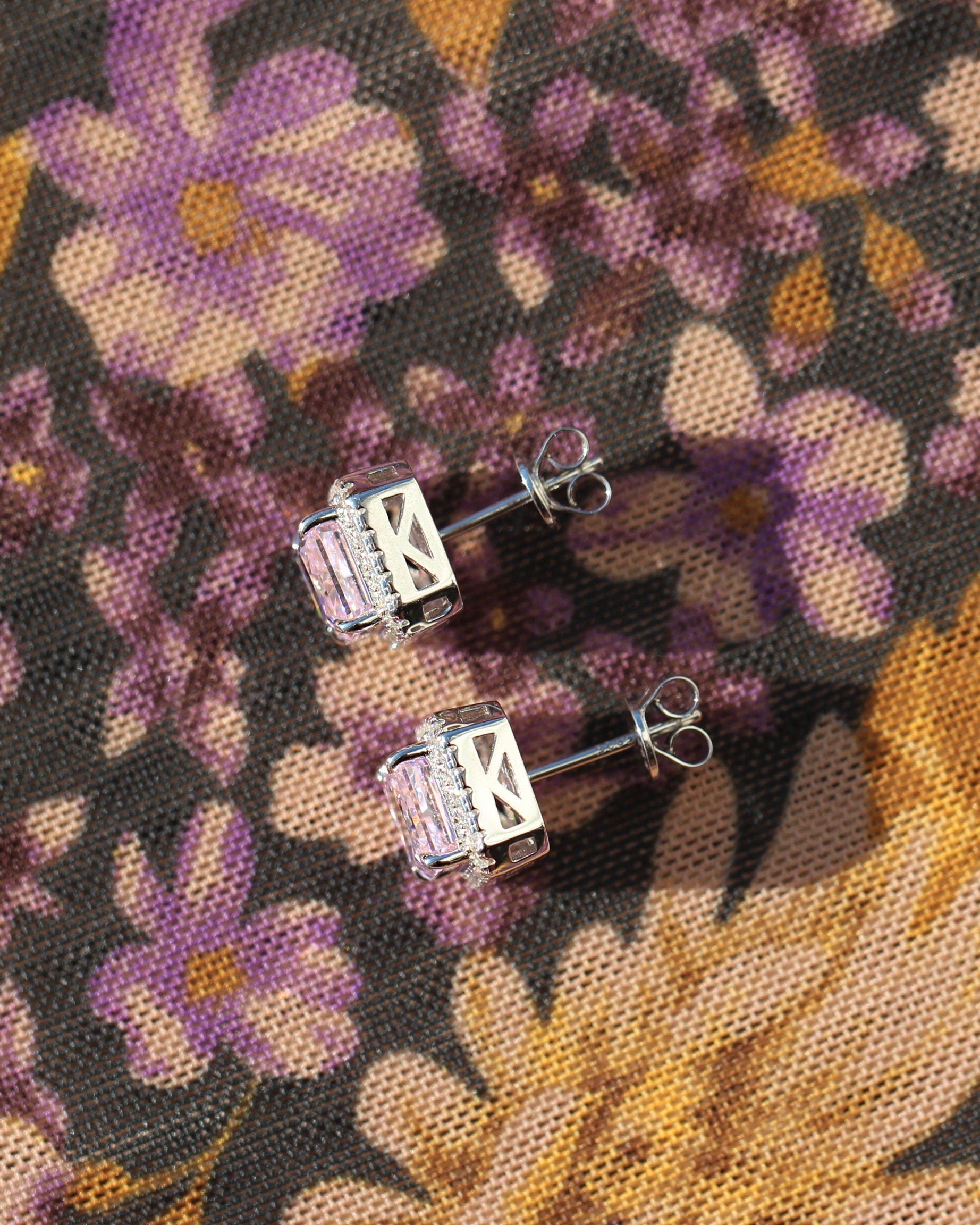Blush Pink High Carbon Diamond Earrings: Sterling Silver 925 Barbiecore Studs.