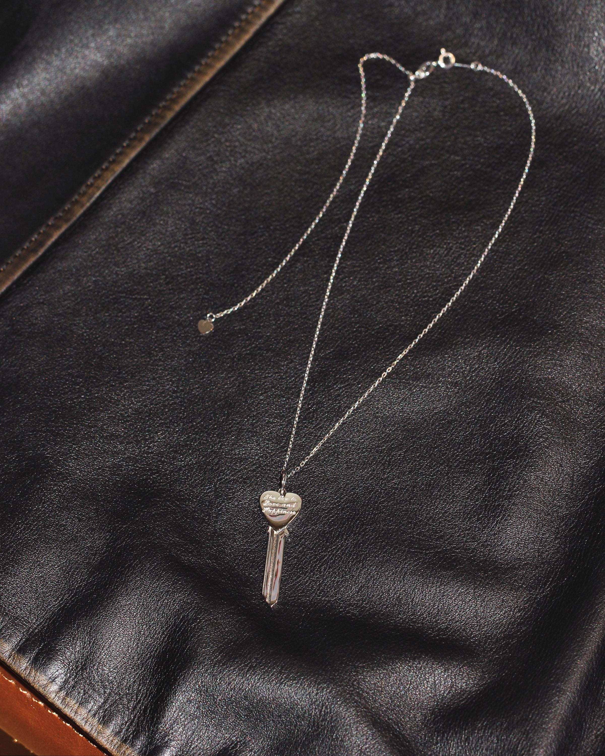 Sterling Silver Key Pendant Necklace: Spiritual Jewelry, Adjustable Chain.