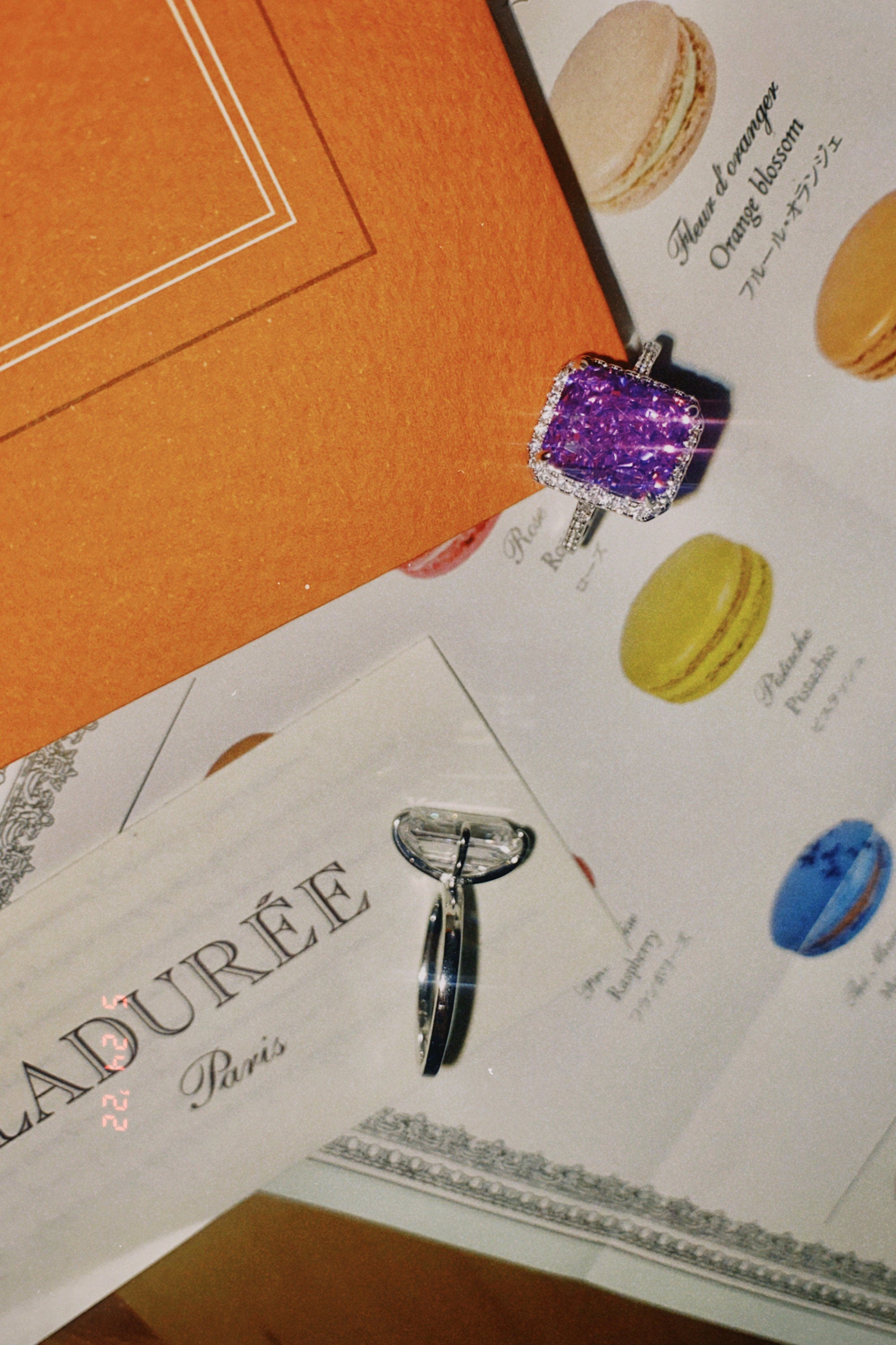 Gorgeous Purple Ring. High Carbon Diamonds + Rhodium-plated Sterling Silver 925