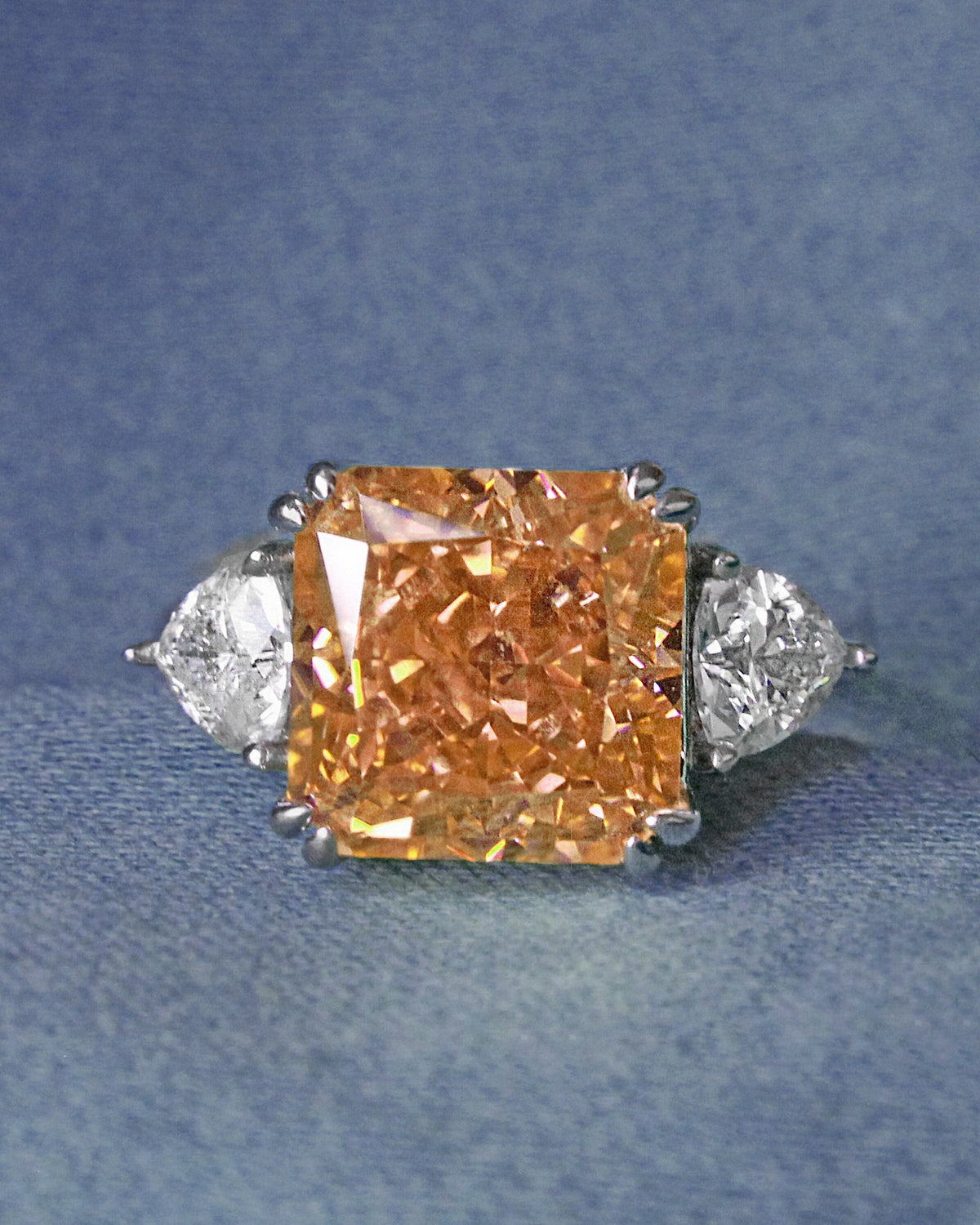Lemonade-Orange Ring. Rhodium-plated Sterling Silver 925 + High Carbon Diamonds.