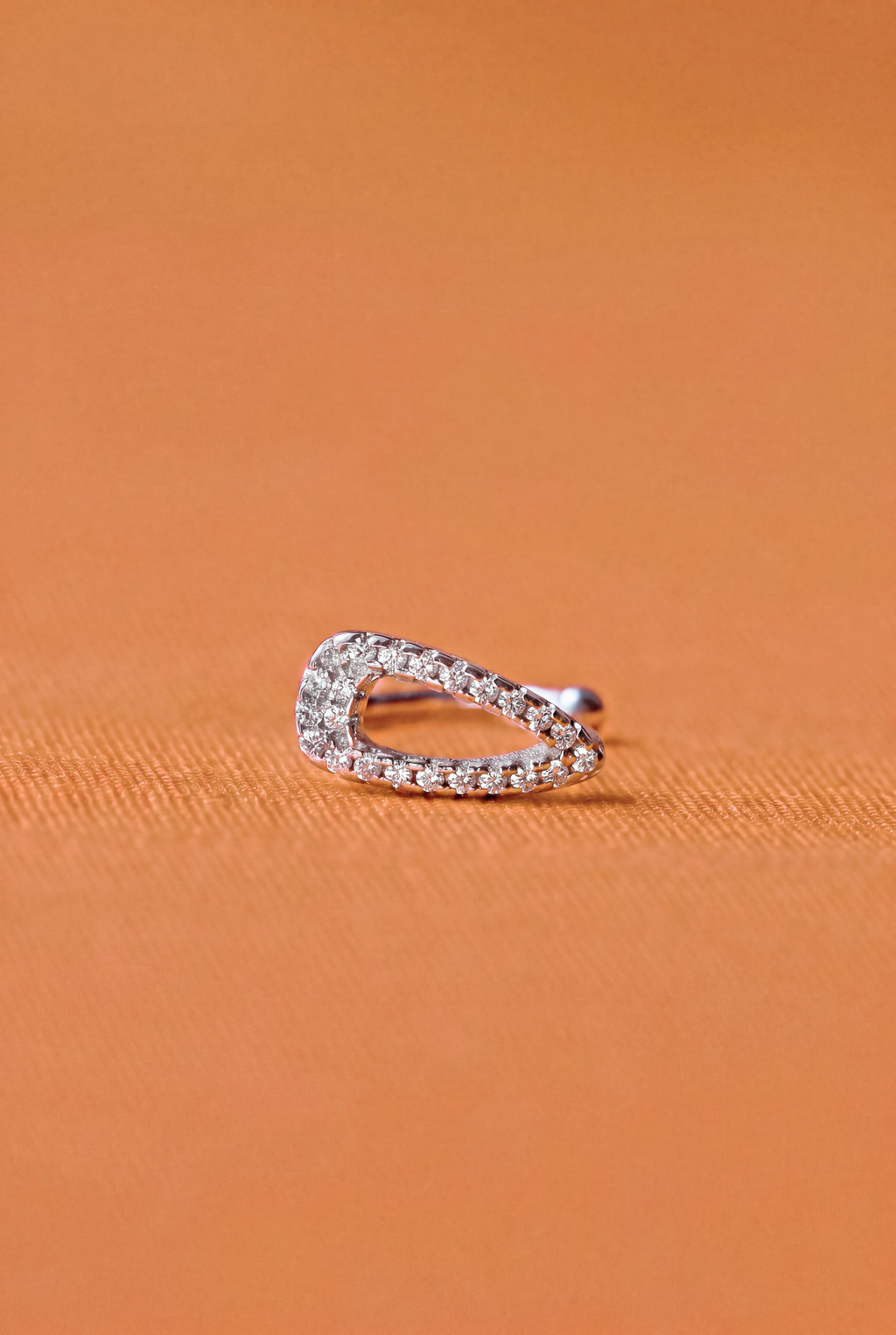 Hair Clip Ear Cuff. Rhodium-plated Sterling Silver 925 + High Carbon Diamonds. No Piercing Needed