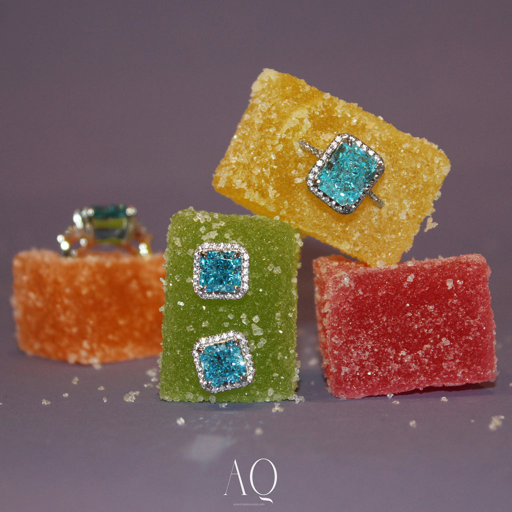 Sky Blue Gorgeous Earrings. High Carbon Diamond Earrings + Rhodium-plated Sterling Silver 925