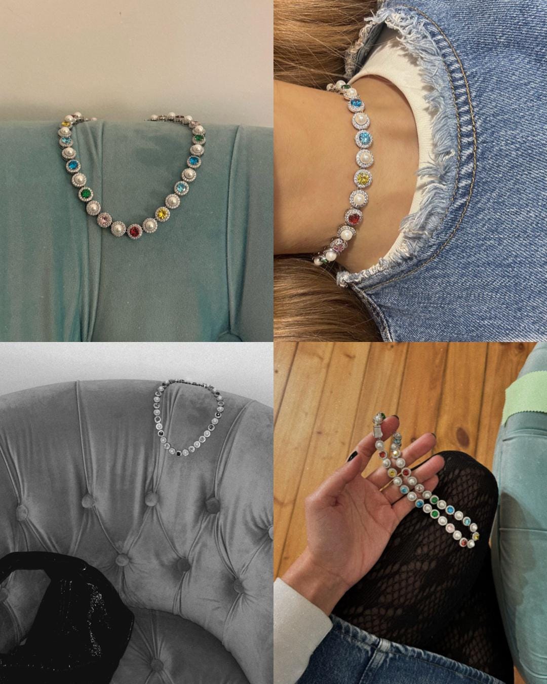 Joyful Bubbles Choker. Rhodium-plated Sterling Silver 925 + High Carbon Diamonds.