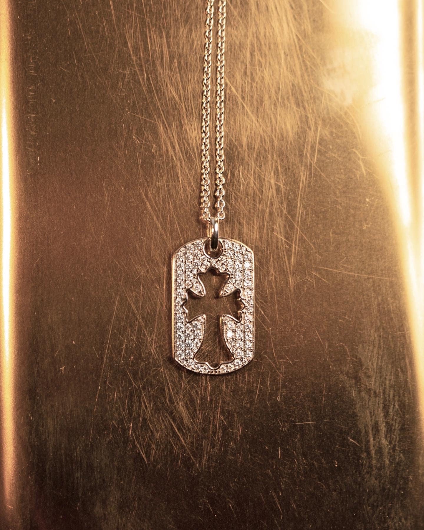 Ghotic cross. Sterling silver 925 amulet with high carbon diamonds. Pop-punk jewelry.
