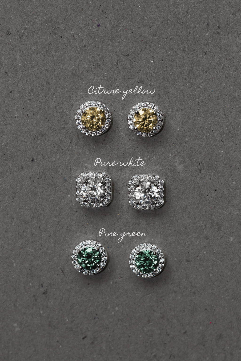 Elegant Moissanite Citrine Yellow Stud Earrings: Sterling Silver 925, Rhodium Plated.