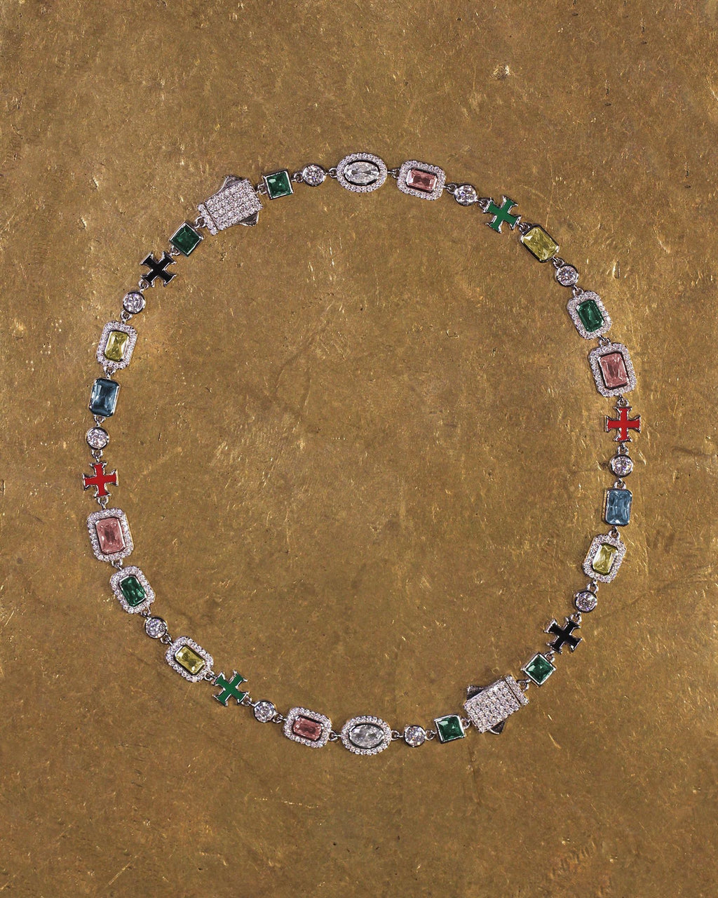 Gem Symphony Choker. Rhodium-plated Sterling Silver 925 + High Carbon Diamonds.