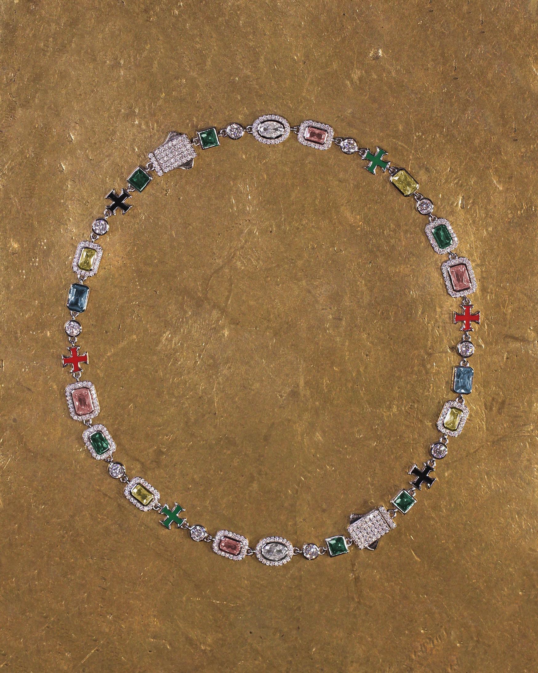 Gem Symphony Choker. Rhodium-plated Sterling Silver 925 + High Carbon Diamonds.