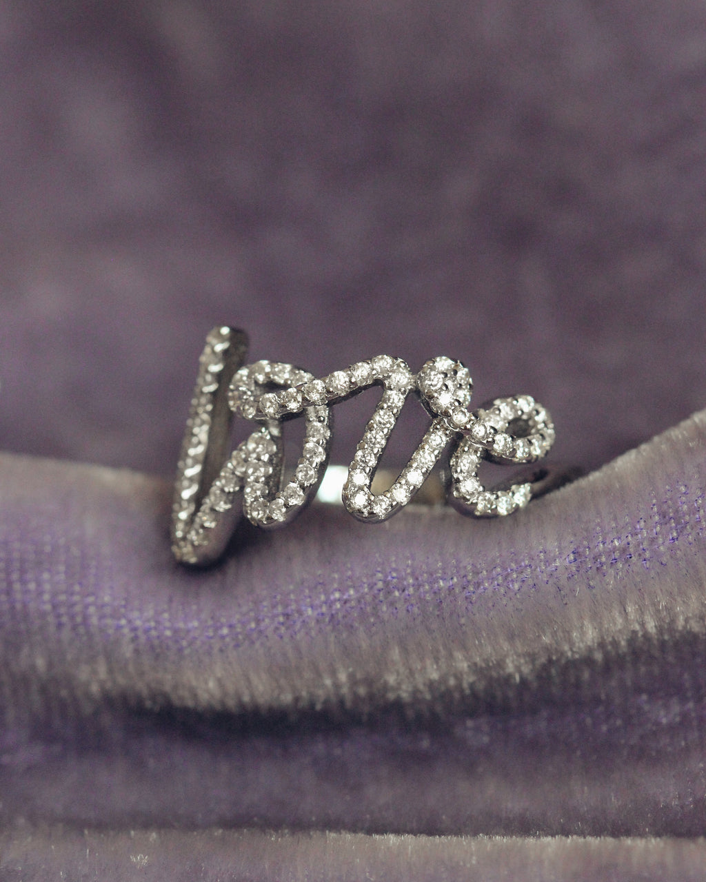 Love Necklace. Rhodium-plated Sterling Silver 925 + High Carbon Diamonds.