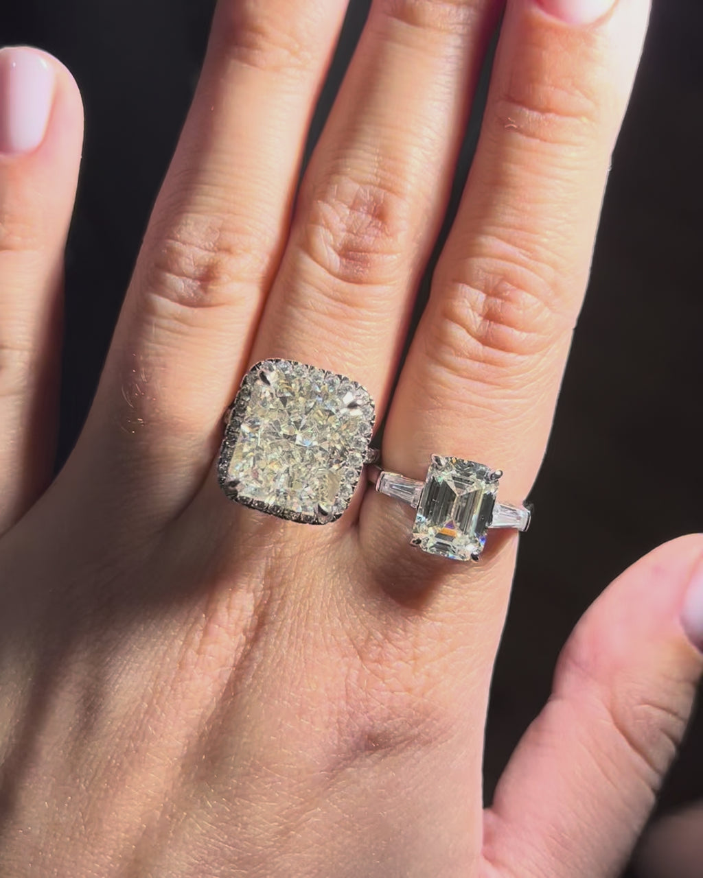 Radiant Champagne Ring. Rhodium-plated Sterling Silver 925 + High Carbon Diamond