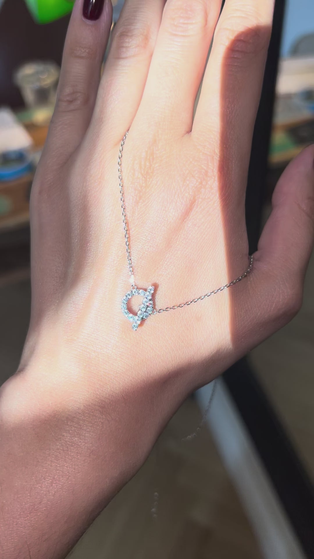 Dainty Necklace. Rhodium-plated Sterling Silver 925 + Moissanites.