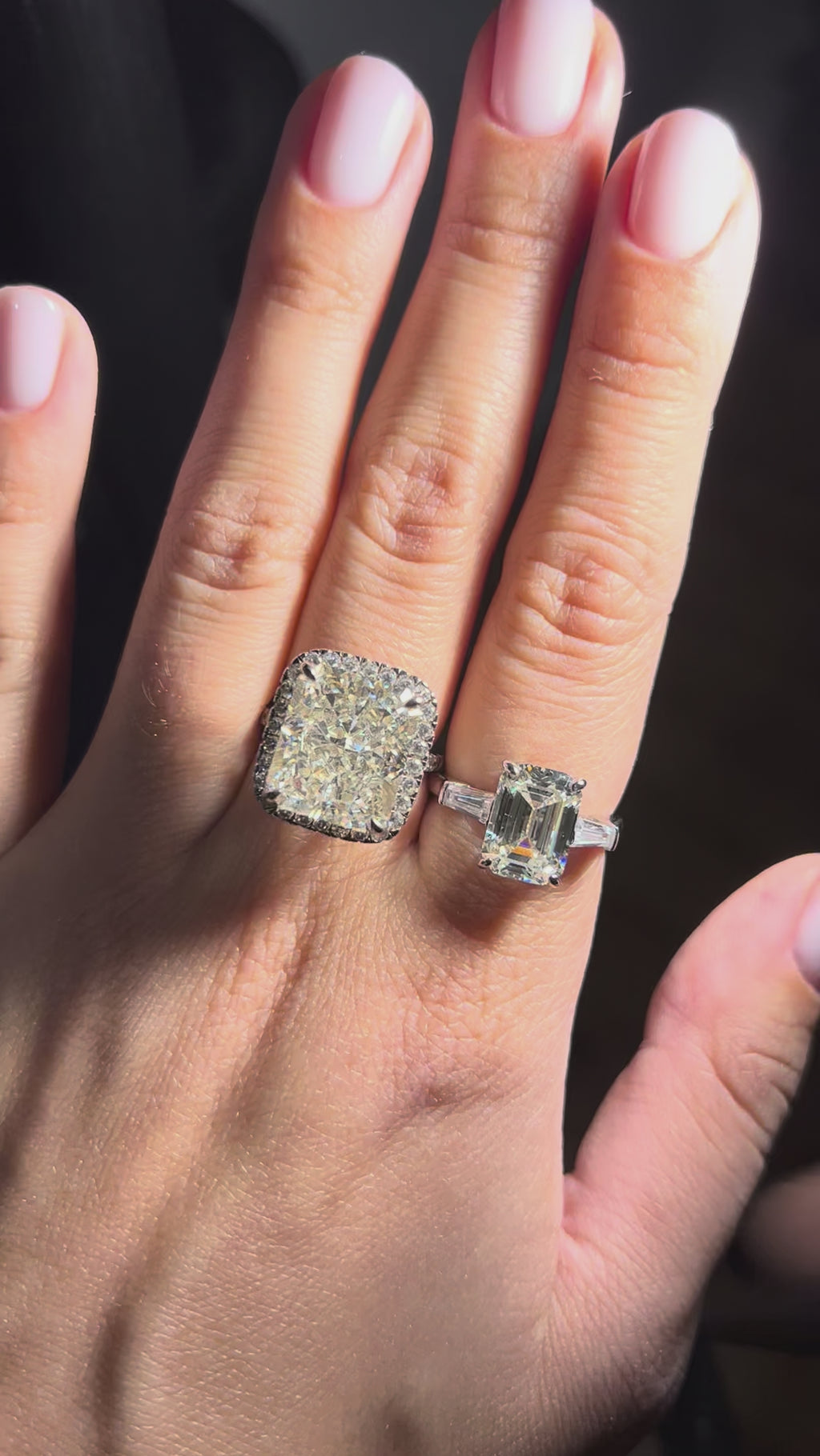 Large Champagne High Carbon Diamond Ring: Sterling Silver 925 (14*12 mm)