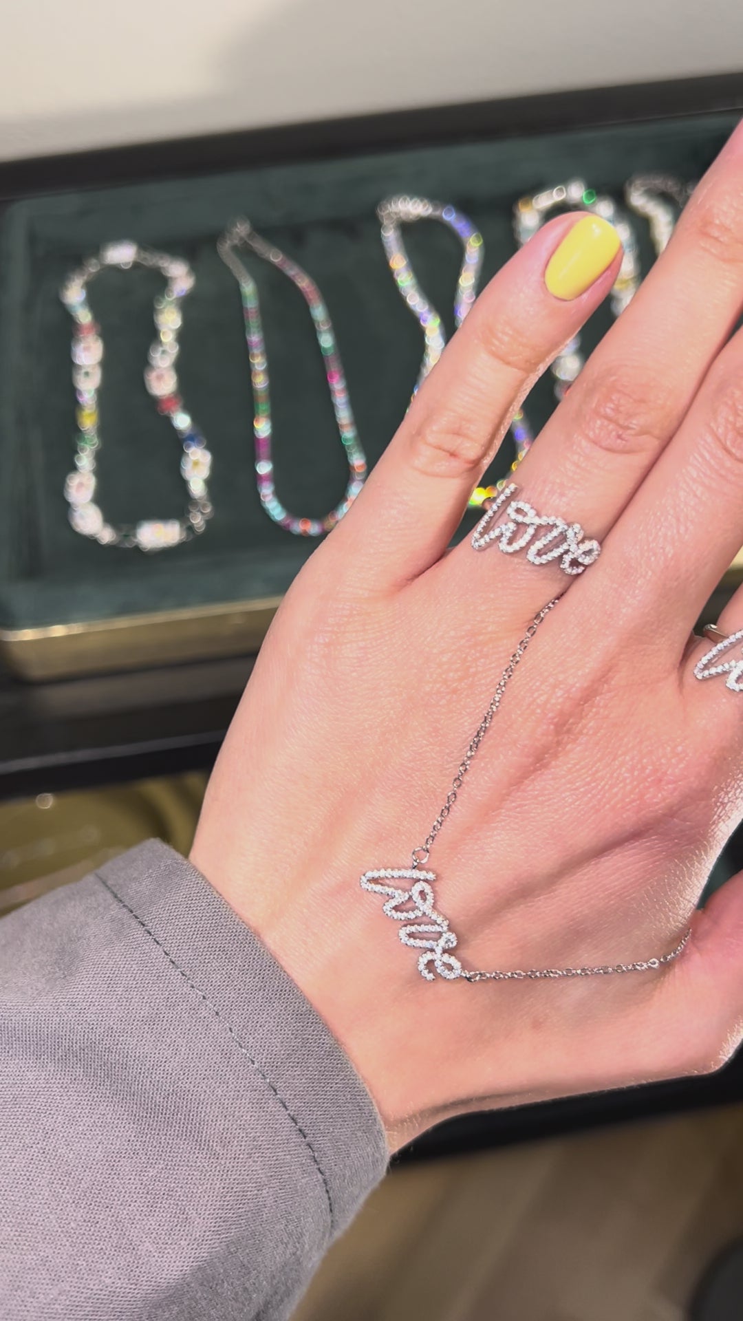 Love Necklace. Rhodium-plated Sterling Silver 925 + High Carbon Diamonds.