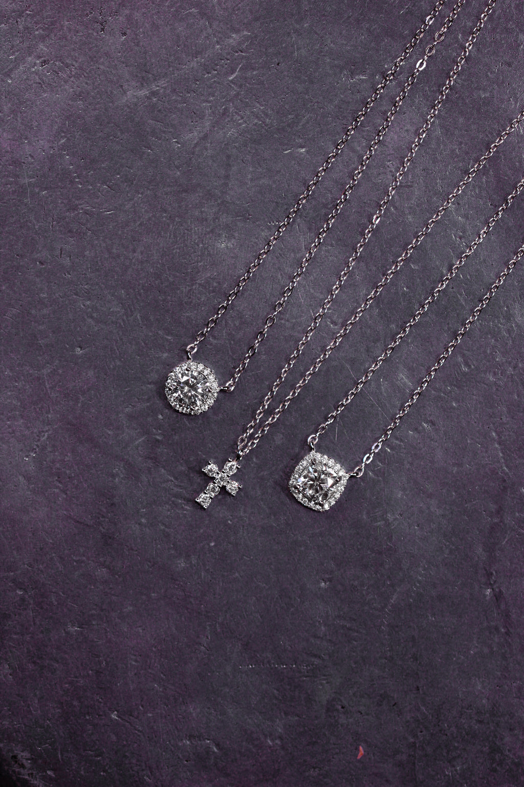 Moissanite Cushion Pendant: Rhodium Plated Sterling Silver 925 Necklace