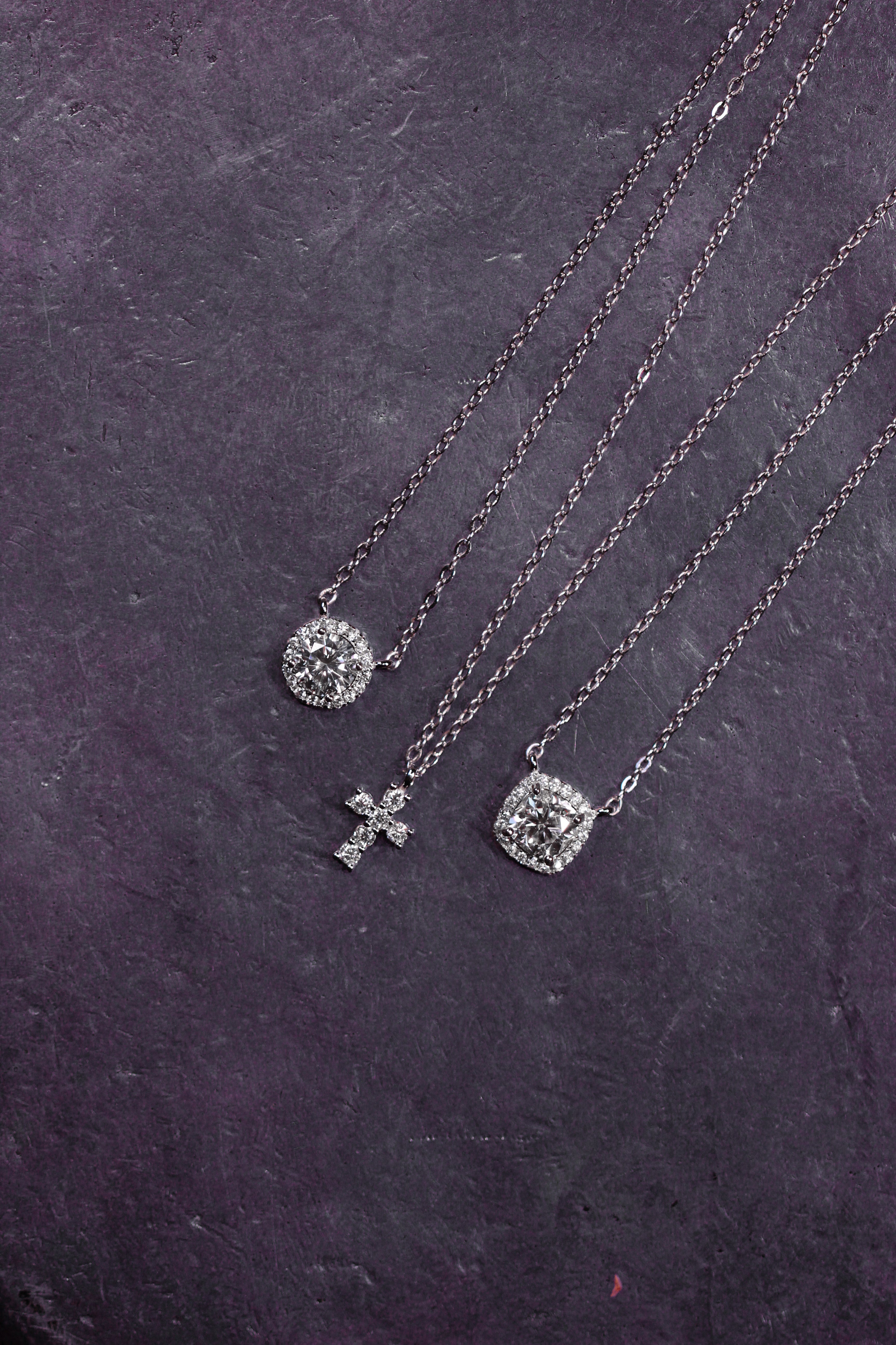 Moissanite Cushion Pendant: Rhodium Plated Sterling Silver 925 Necklace